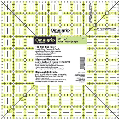 Omnigrid OmniGrip Square Ruler 10"x10"-Omnigrid-My Favorite Quilt Store