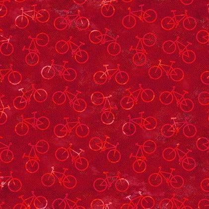 On The Go Red Bicycles Fabric