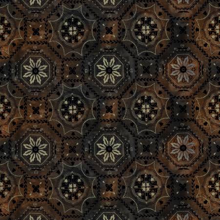 On The Range Antique Black Bandana Digital Fabric