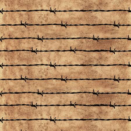 On The Range Tan Barbed Wire Digital Fabric-Hoffman Fabrics-My Favorite Quilt Store