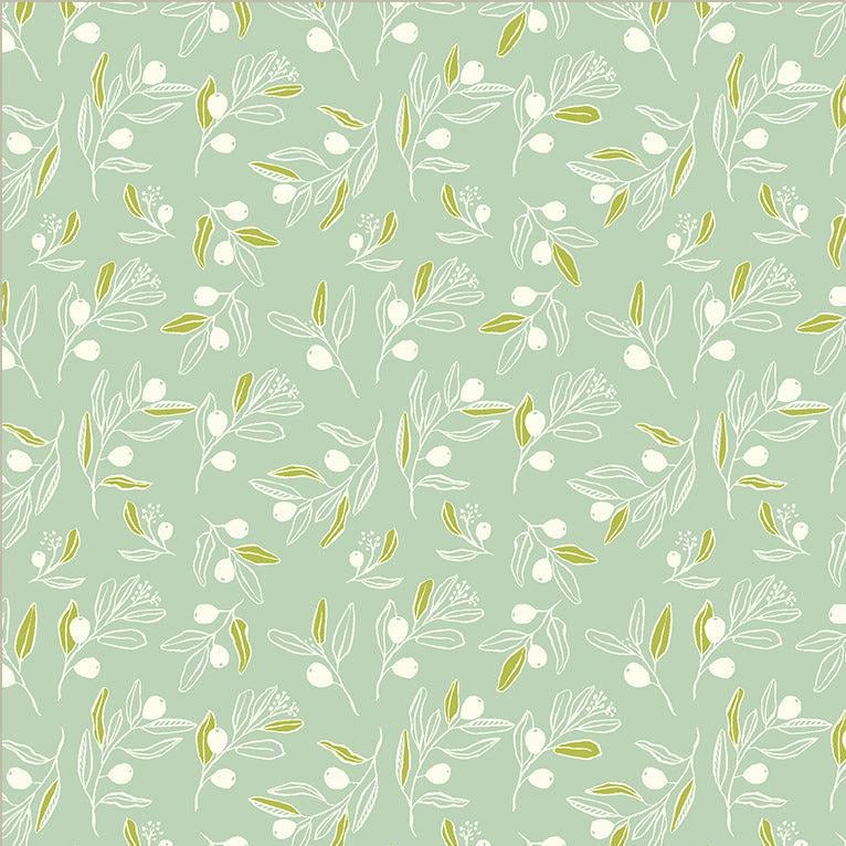 Orchard Grove Mint Berry Branch Fabric-Windham Fabrics-My Favorite Quilt Store