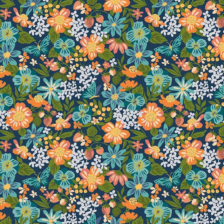 Orchard Grove Navy Orchard Floral Fabric-Windham Fabrics-My Favorite Quilt Store