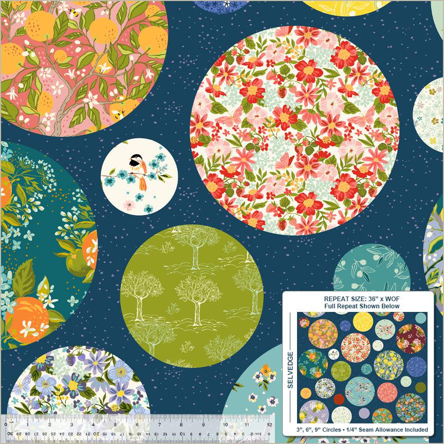 Orchard Grove Navy Polka Dot Fabric-Windham Fabrics-My Favorite Quilt Store