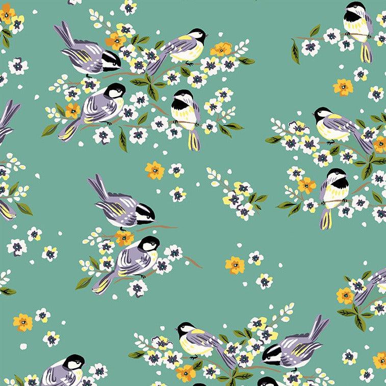 Orchard Grove Turquoise Birdies Fabric-Windham Fabrics-My Favorite Quilt Store