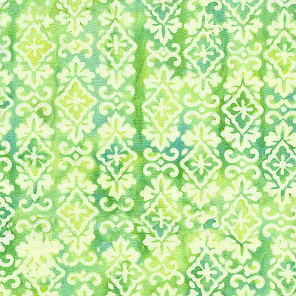 Ornate Gems Green Vertical Glacier Batik Fabric