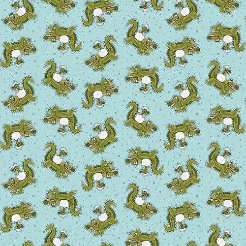 Our Greatest Gift Light Blue Alligators Fabric-Henry Glass Fabrics-My Favorite Quilt Store