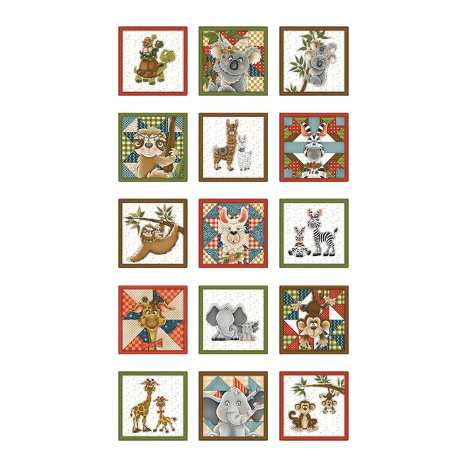 Our Greatest Gift Light Gray Animal Block 24" Panel-Henry Glass Fabrics-My Favorite Quilt Store