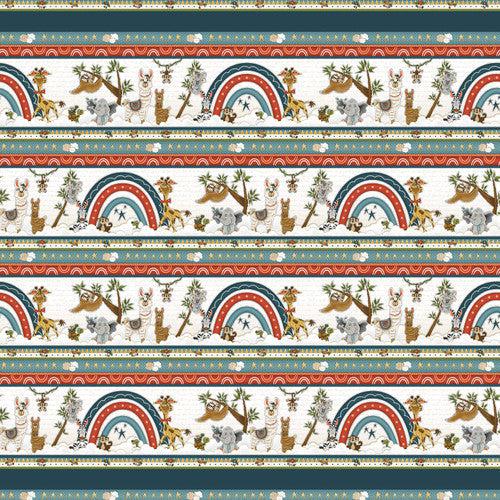 Our Greatest Gift Teal Border Stripe Fabric-Henry Glass Fabrics-My Favorite Quilt Store
