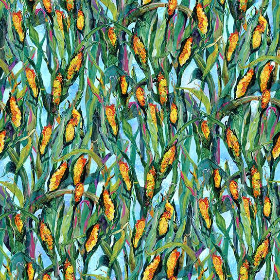 Out of Farm's Way Green Corn Plants Digital Print Fabric-Blank Quilting Corporation-My Favorite Quilt Store