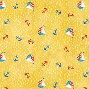 Out to Sea Yellow Small Sailboats Fabric