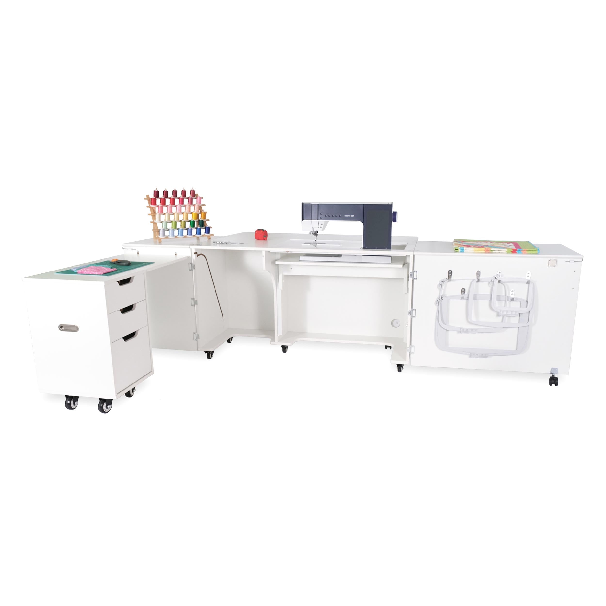 Outback Hydraulic XL Sewing Cabinet Ash White-Kangaroo Sewing Furniture-My Favorite Quilt Store