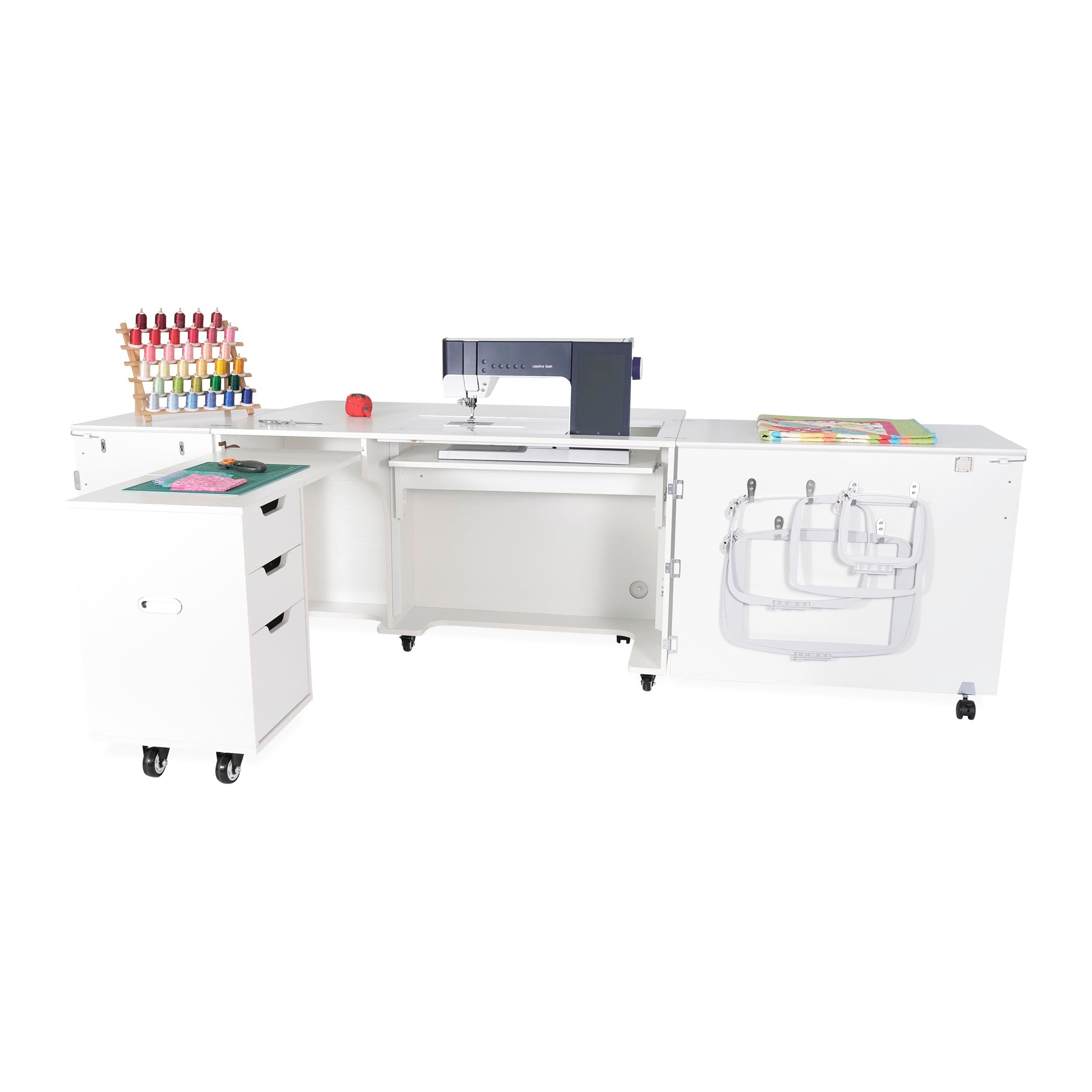 Outback Hydraulic XL Sewing Cabinet Ash White-Kangaroo Sewing Furniture-My Favorite Quilt Store