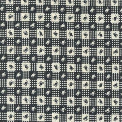 Owl O Ween Midnight Spider Gingham Check Fabric