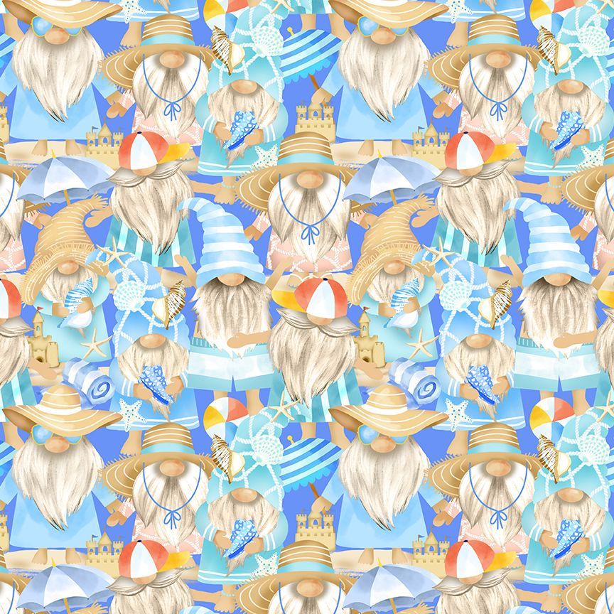 Packed Coastal Gnomes Fabric-Timeless Treasures-My Favorite Quilt Store