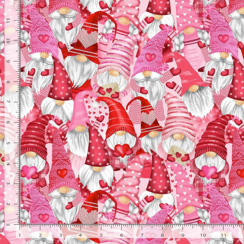 Packed Gnomes and Hearts Valentine Fabric-Timeless Treasures-My Favorite Quilt Store