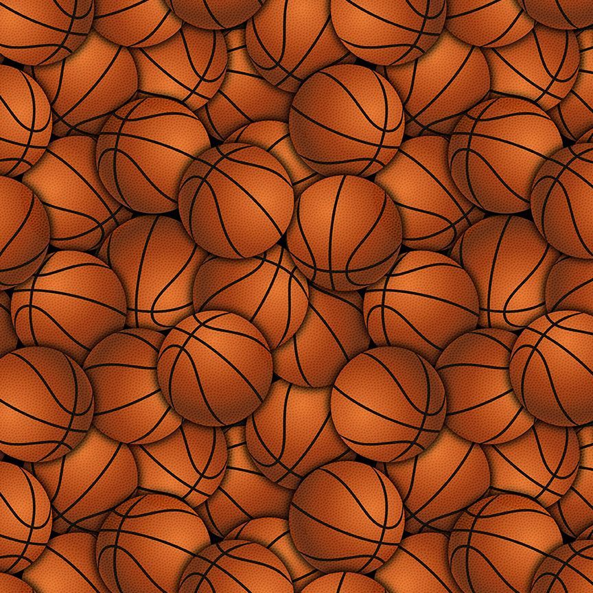 Packed Orange Basketballs Fabric