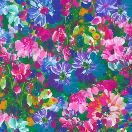 Painterly Petals Meadow Garden Large Floral Fabric