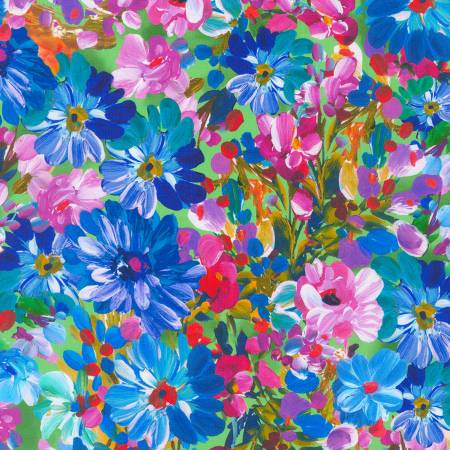 Painterly Petals Meadow Park Large Floral Fabric