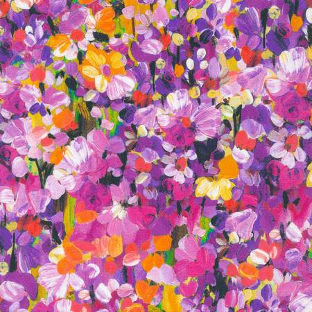 Painterly Petals Meadow Park Packed Floral Fabric