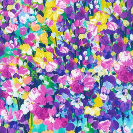 Painterly Petals Meadow Primrose Packed Floral Fabric-Robert Kaufman-My Favorite Quilt Store