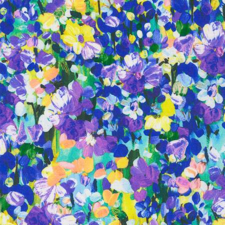 Painterly Petals Meadow Spring Packed Floral Fabric
