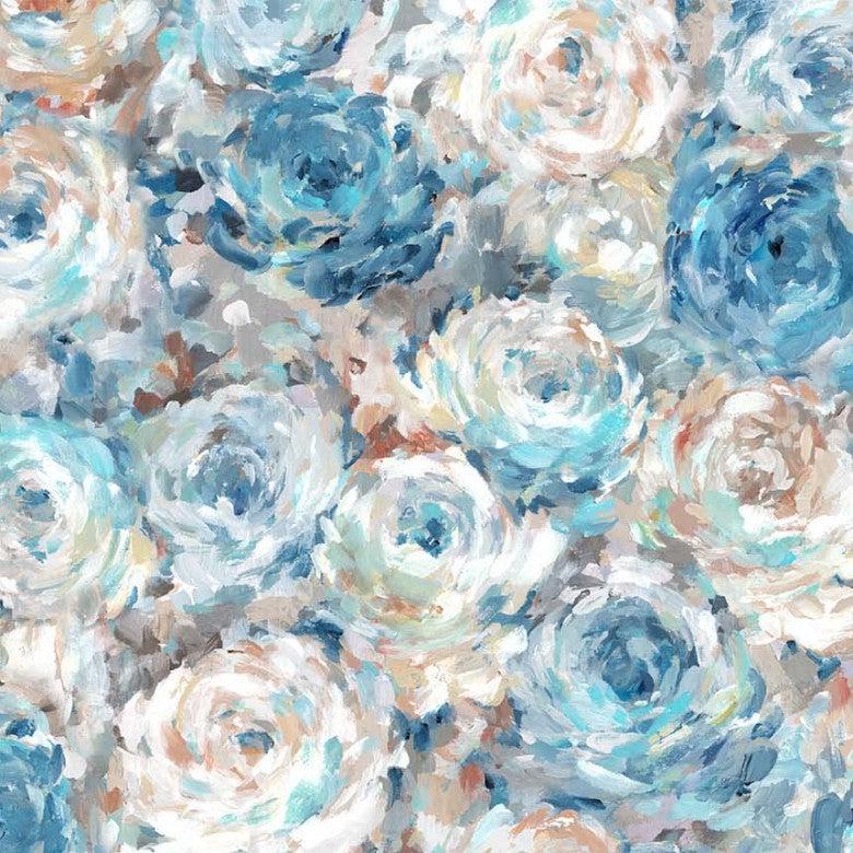 Painter's Palette Blue Royal Roses Fabric-Michael Miller Fabrics-My Favorite Quilt Store