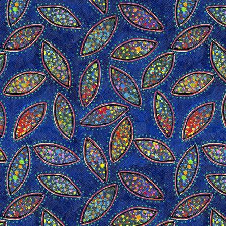 Paper Trees Blue Leaf Pile Fabric-Free Spirit Fabrics-My Favorite Quilt Store