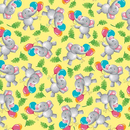 Party Animals Yellow Tossed Animals Fabric