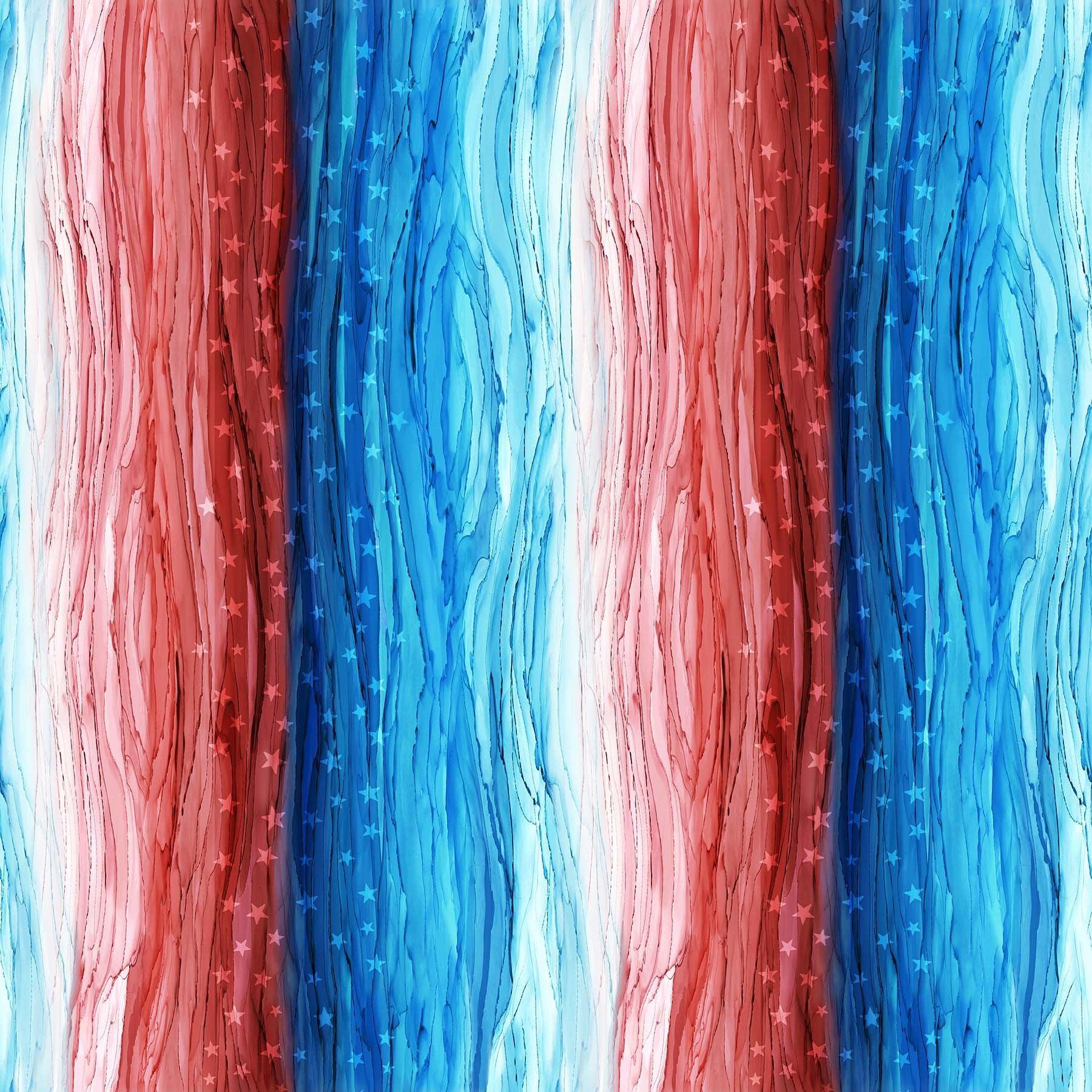 Patriot Multi Stars and Stripes Watercolor Fabric