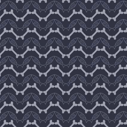Paws and Claws Dark Blue Herringbone Fabric – End of Bolt – 17″ × 44/45″