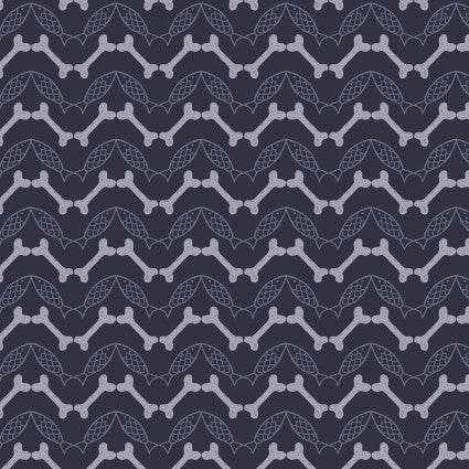 Paws and Claws Dark Blue Herringbone Fabric-Lewis & Irene-My Favorite Quilt Store