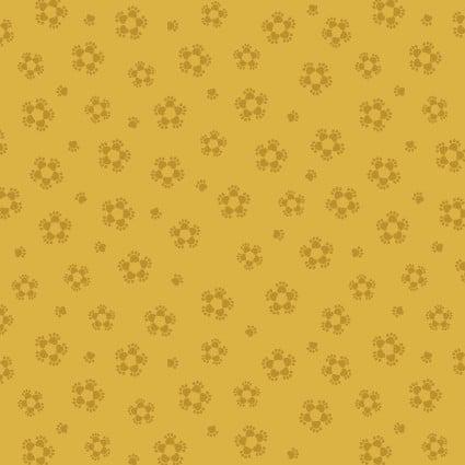 Paws and Claws Yellow Paw Flowers Fabric-Lewis & Irene-My Favorite Quilt Store