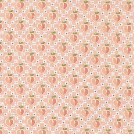 Peachy Keen Bubble Gum Plaid Peaches Fabric