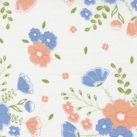 Peachy Keen Off White Moonlit Floral Fabric