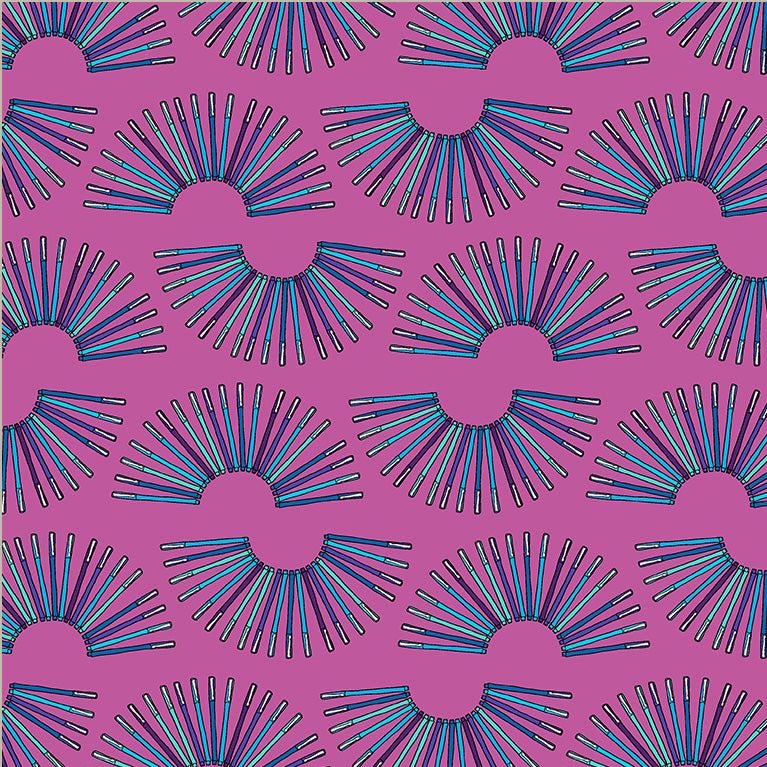 Pen Pals Orchid Mr. Pen Fabric-Windham Fabrics-My Favorite Quilt Store