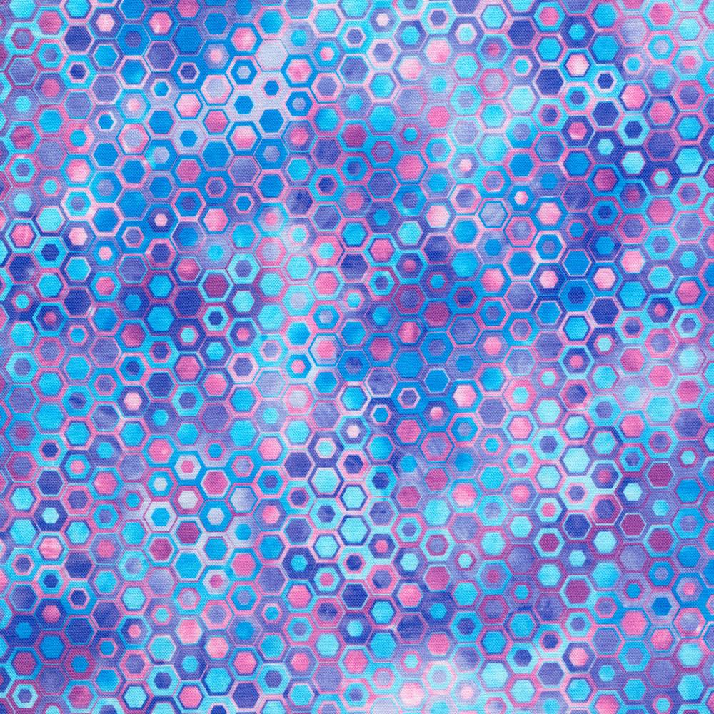 Phantasma Hydrangea Hexagons Fabric-Robert Kaufman-My Favorite Quilt Store