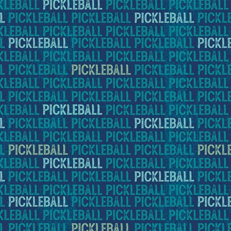 Pickleball Dark Blue Pickleball Tonal Text Fabric