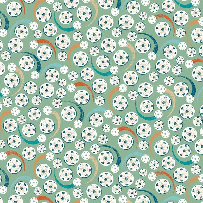 Pickleball Green Tossed Pickleballs Fabric-P & B Textiles-My Favorite Quilt Store