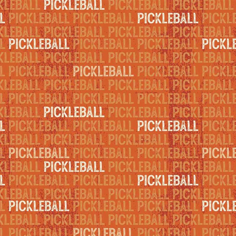 Pickleball Orange Pickleball Tonal Text Fabric