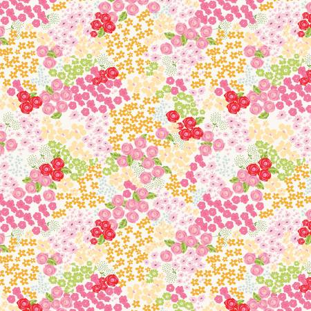 Picnic Florals Cream Flower Garden Fabric-Riley Blake Fabrics-My Favorite Quilt Store