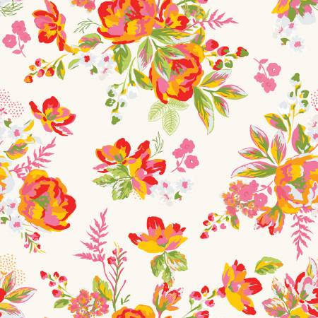 Picnic Florals Cream Main Fabric-Riley Blake Fabrics-My Favorite Quilt Store