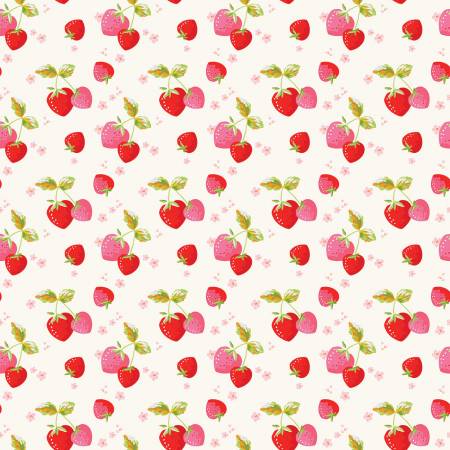 Picnic Florals Cream Strawberries Fabric