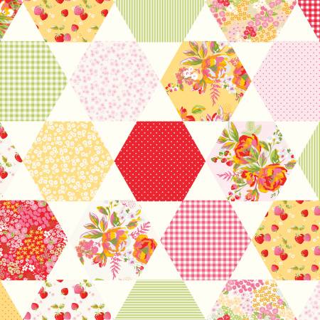 Picnic Florals Multi Cheater Print Fabric-Riley Blake Fabrics-My Favorite Quilt Store