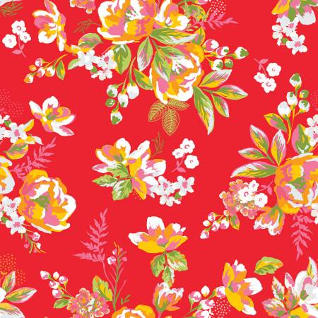 Picnic Florals Red Main Fabric-Riley Blake Fabrics-My Favorite Quilt Store