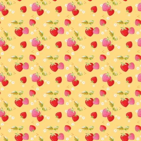 Picnic Florals Yellow Strawberries Fabric-Riley Blake Fabrics-My Favorite Quilt Store