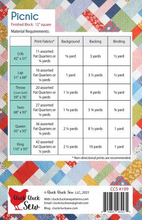 Picnic Quilt Pattern-Cluck Cluck Sew-My Favorite Quilt Store