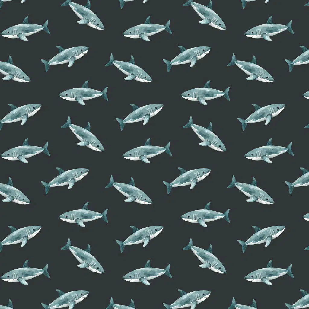 Pirates Ahoy Black Sharks Fabric