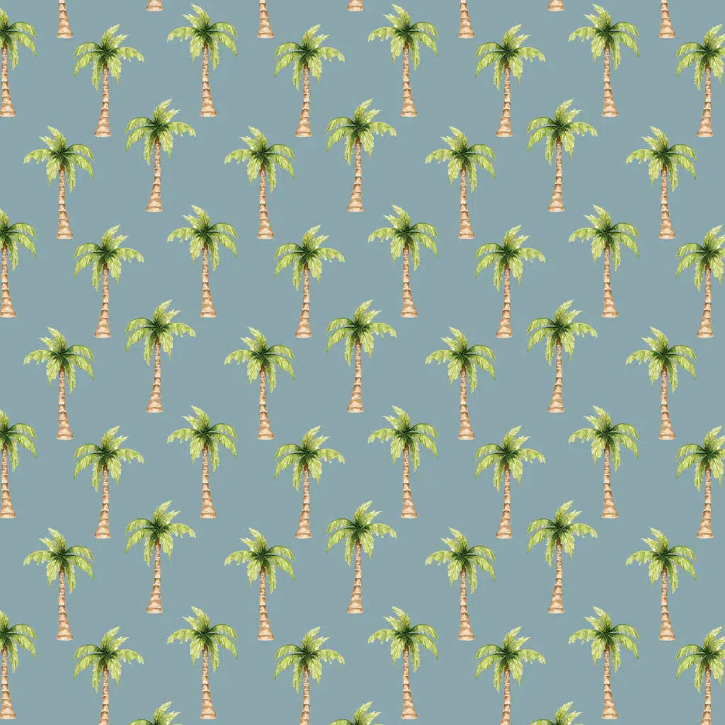 Pirates Ahoy Blue Palm Trees Fabric