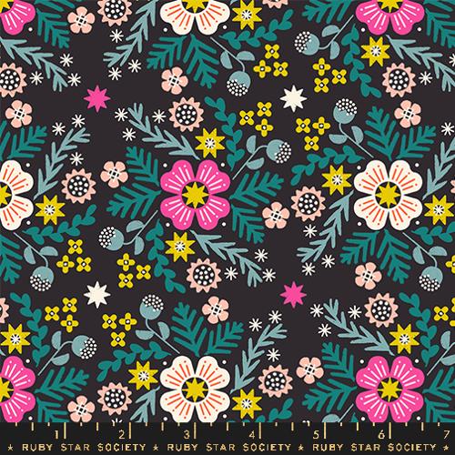 Pivot Soft Black Retro Floral Fabric-Ruby Star Society-My Favorite Quilt Store