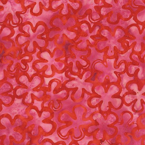 Plumrose Pink Clover Floral Batik Fabric